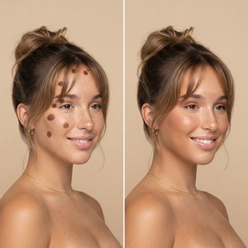 Il bronzer in stick appena applicato e poi sfumato con le dita sul viso
